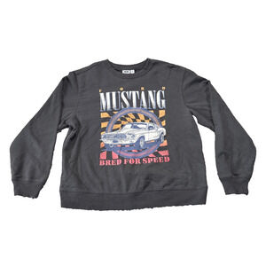 Ford Mustang Sweatshirt Womens Medium Black Bred For Speed Pullover Sweatshirt